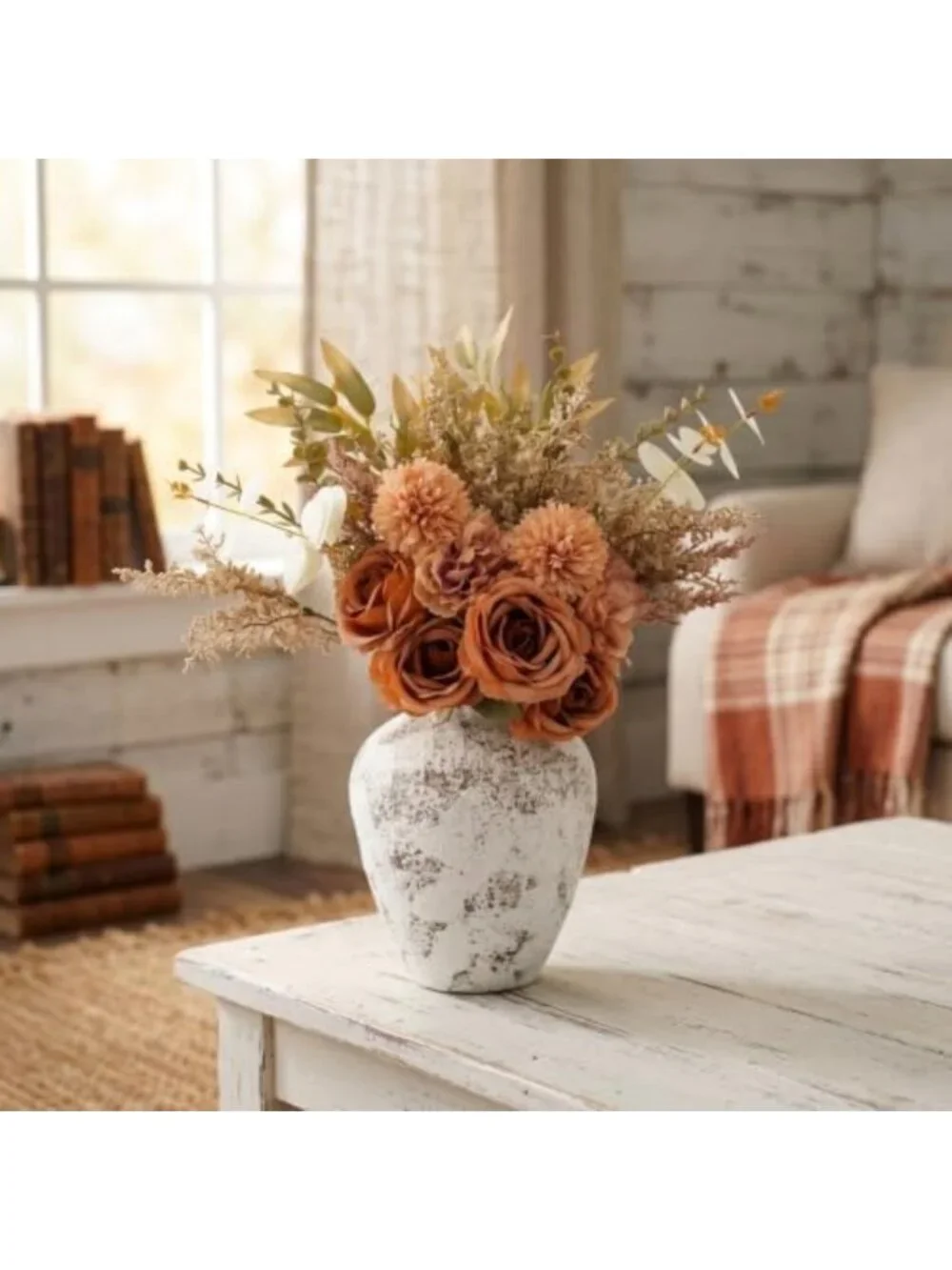 Realistic Faux Silk Flower Bouquet - Vibrant Centerpiece for Home Decor